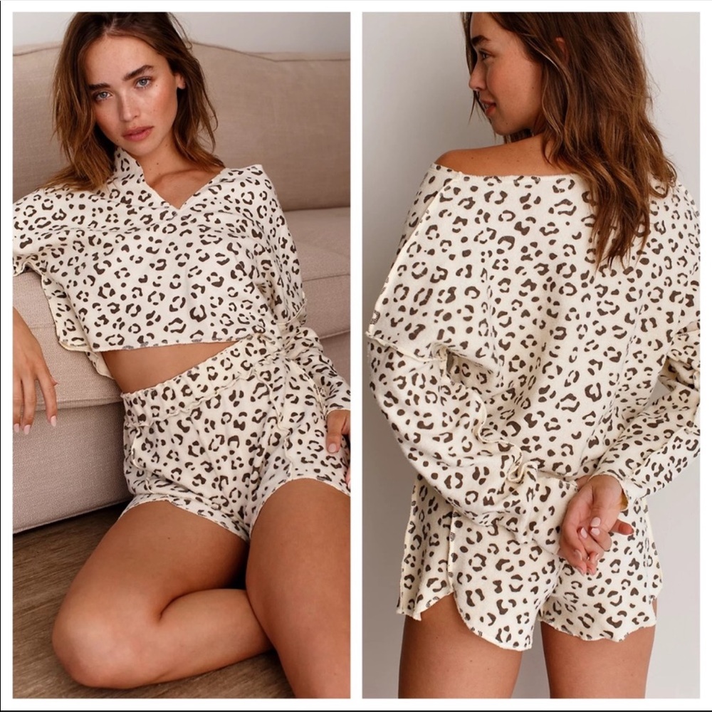 Free people rain check animal print pajama set Size Large